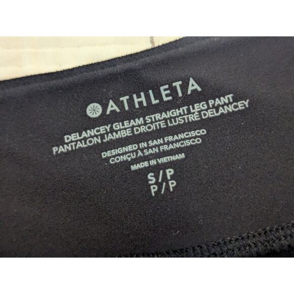 Athleta Delancey Gleam Faux Leather Straight Leg Pant Zip Pockets Split Hem Sz S - Picture 9 of 10